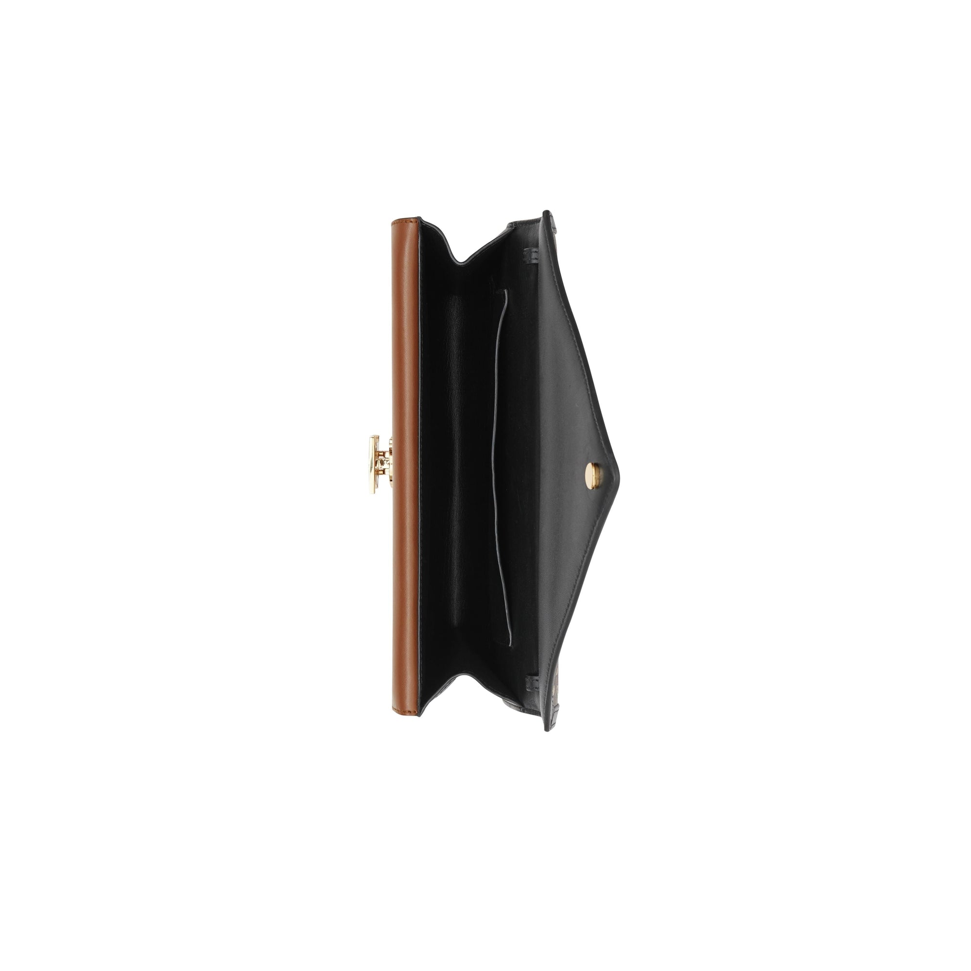 Petite clutch enveloppe TB en toile écologique rayé monogram - Brun bride