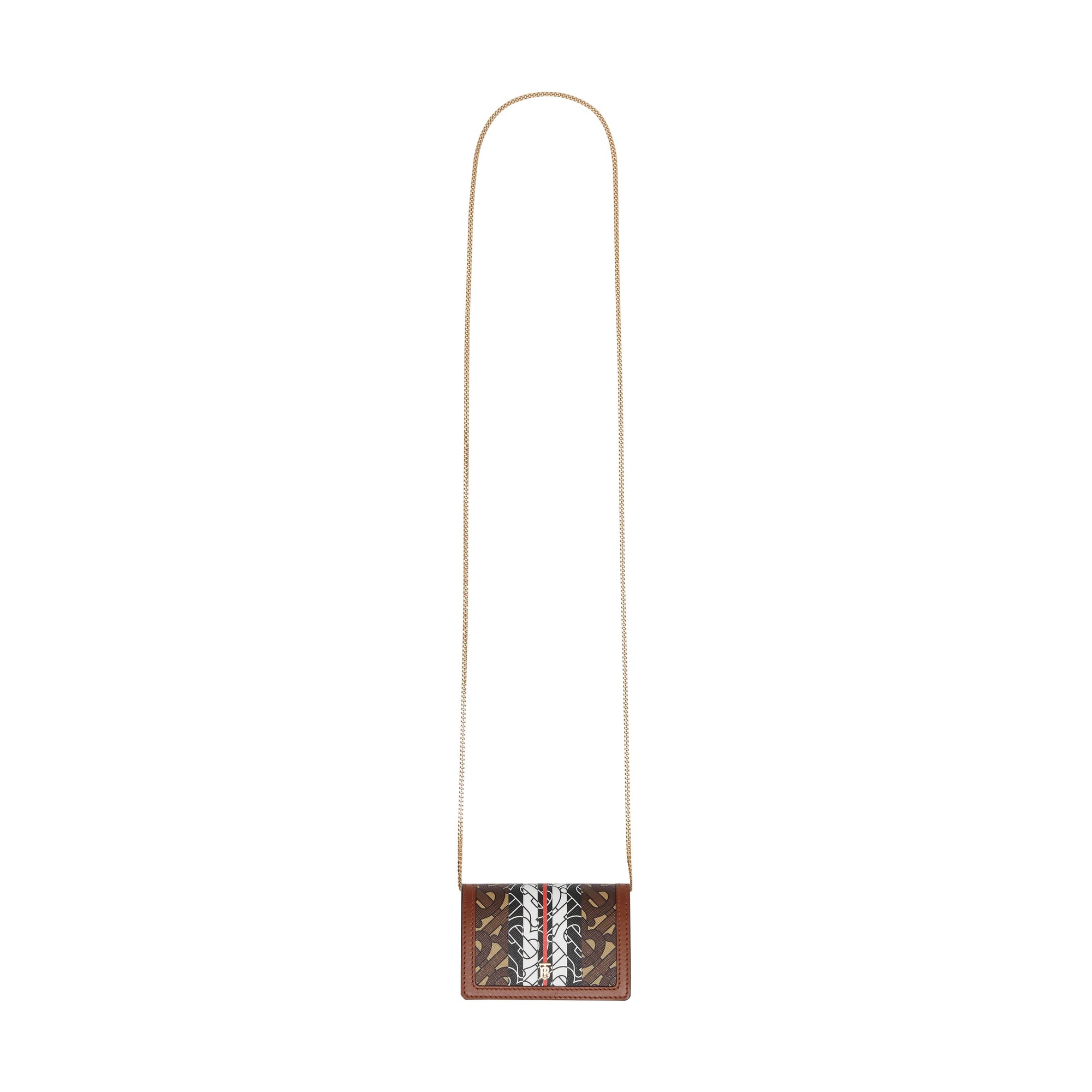 BRIDLE BROWN Porte-cartes en toile écologique rayé Monogram avec sangle