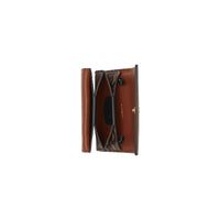 Porte-cartes en toile écologique rayé monogram avec sangle - Brun bride