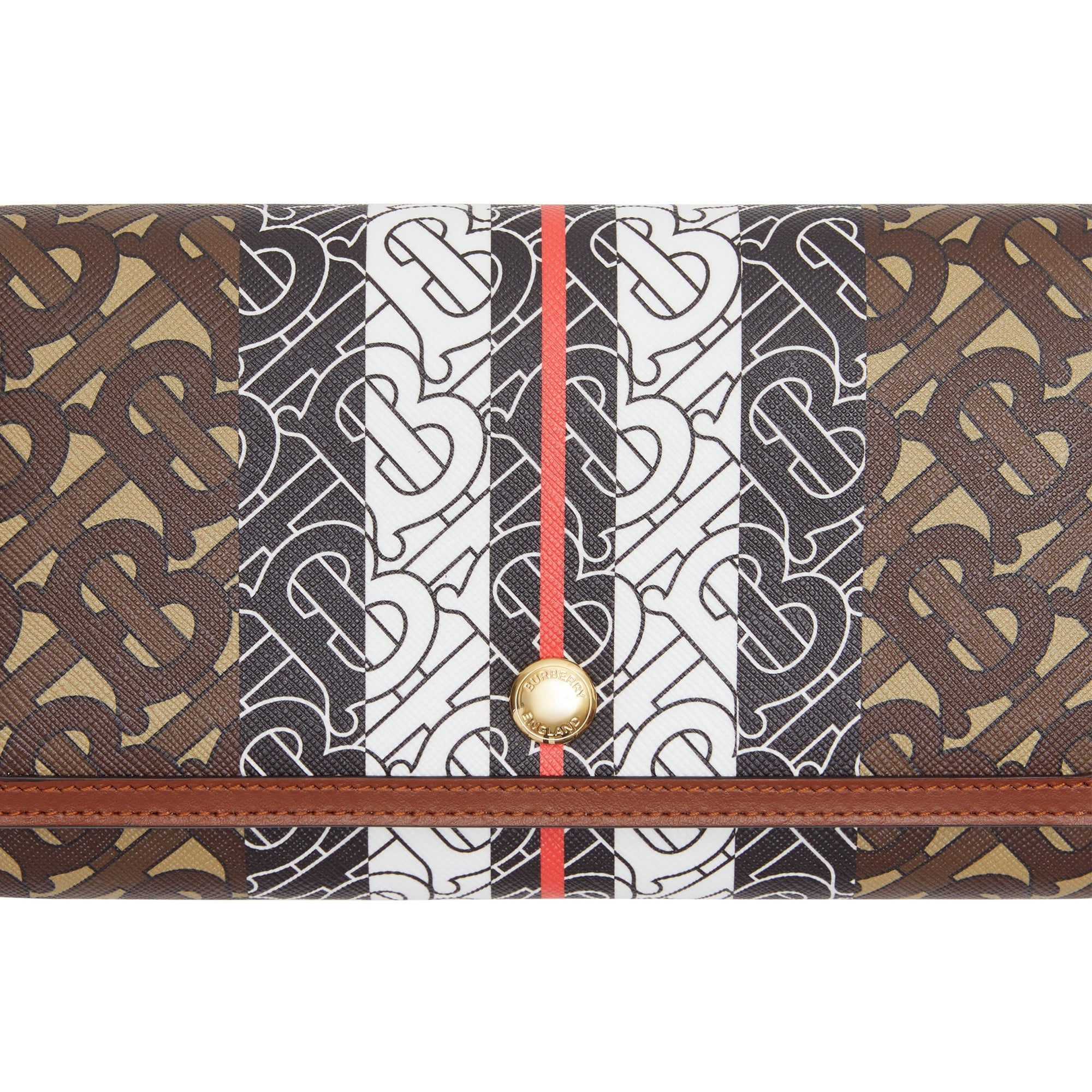 Portefeuille en toile écologique rayé Monogram avec sangle - Brun Bride