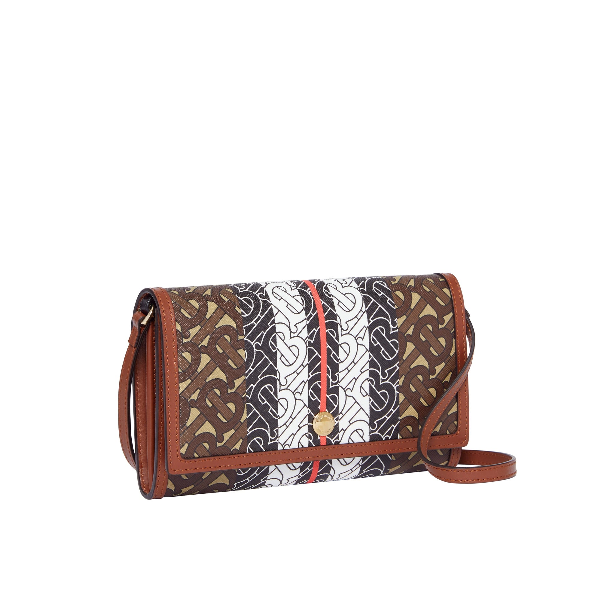 BRIDLE BROWN Portefeuille en toile écologique rayé Monogram avec sangle