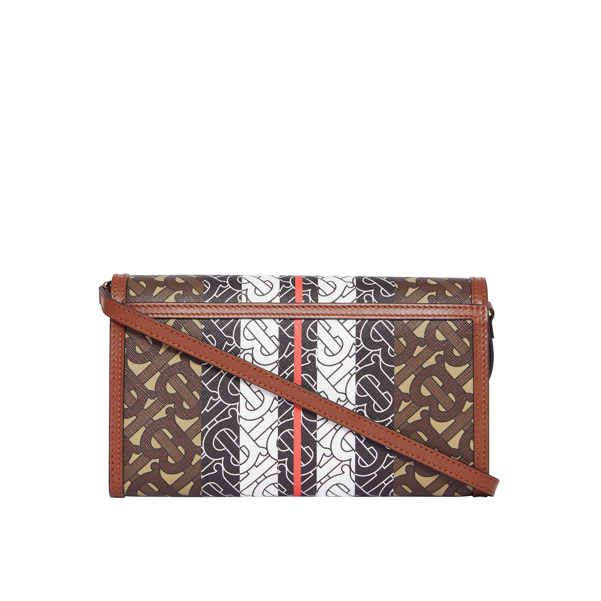 BRIDLE BROWN Portefeuille en toile écologique rayé Monogram avec sangle
