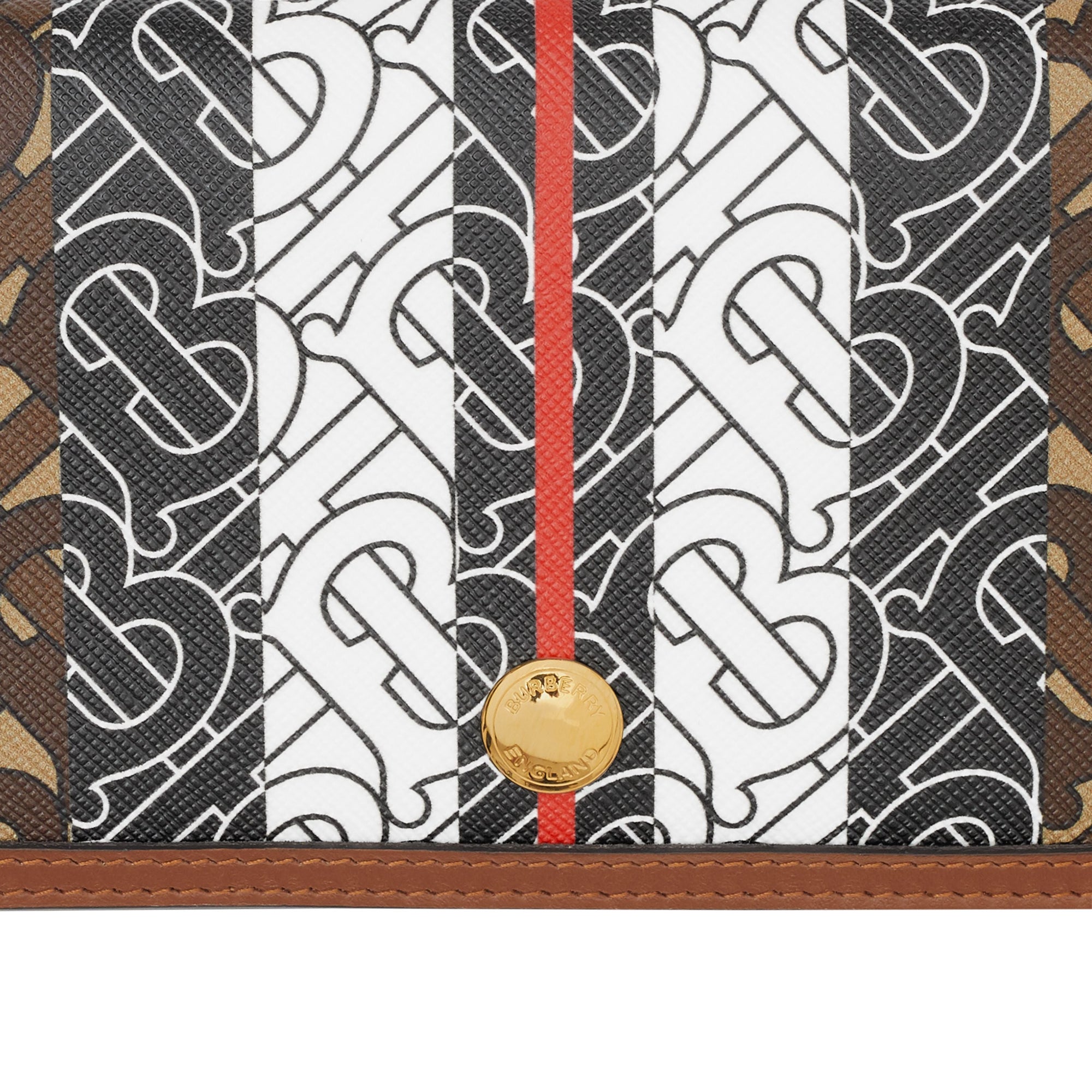 Portefeuille pour téléphone en toile écologique rayé monogram avec sangle - Brun bride