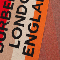 Écharpe en jacquard de cachemire à rayures et logo - Orange vif