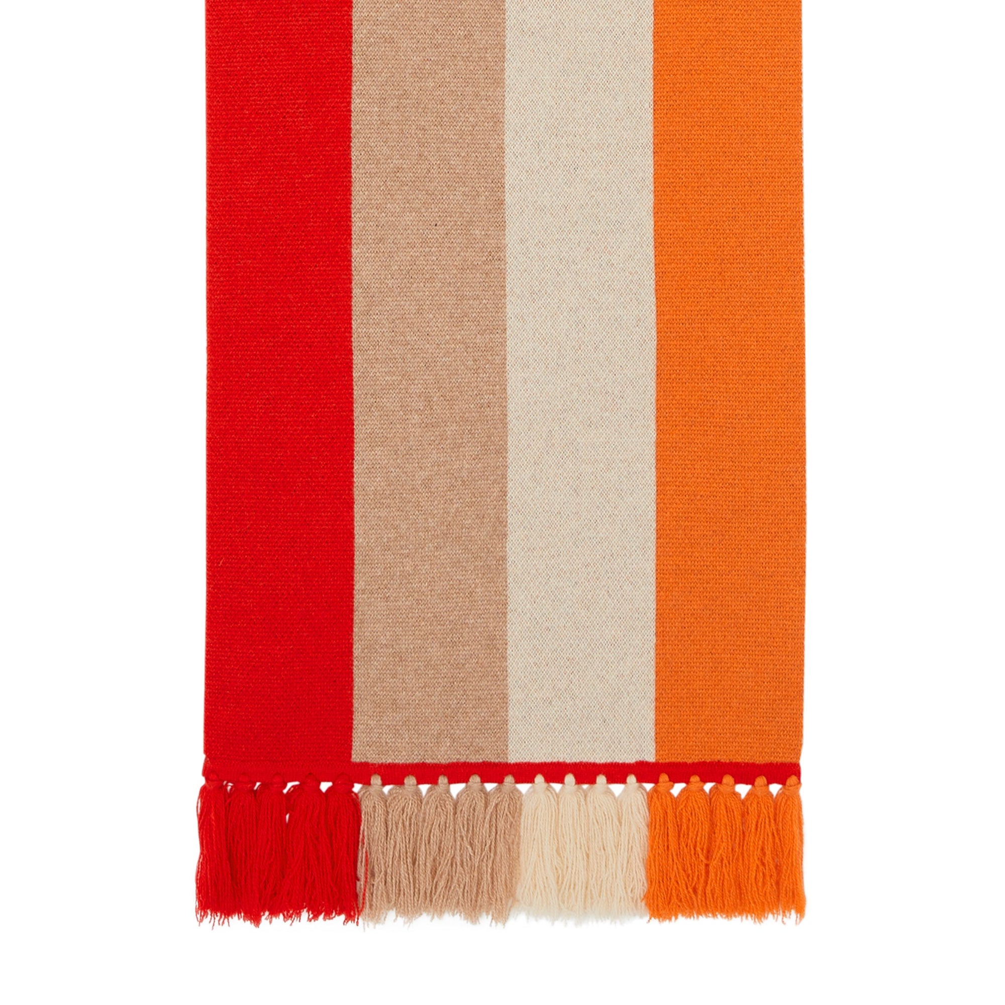 BRIGHT ORANGE Écharpe en jacquard de cachemire à rayures et logo