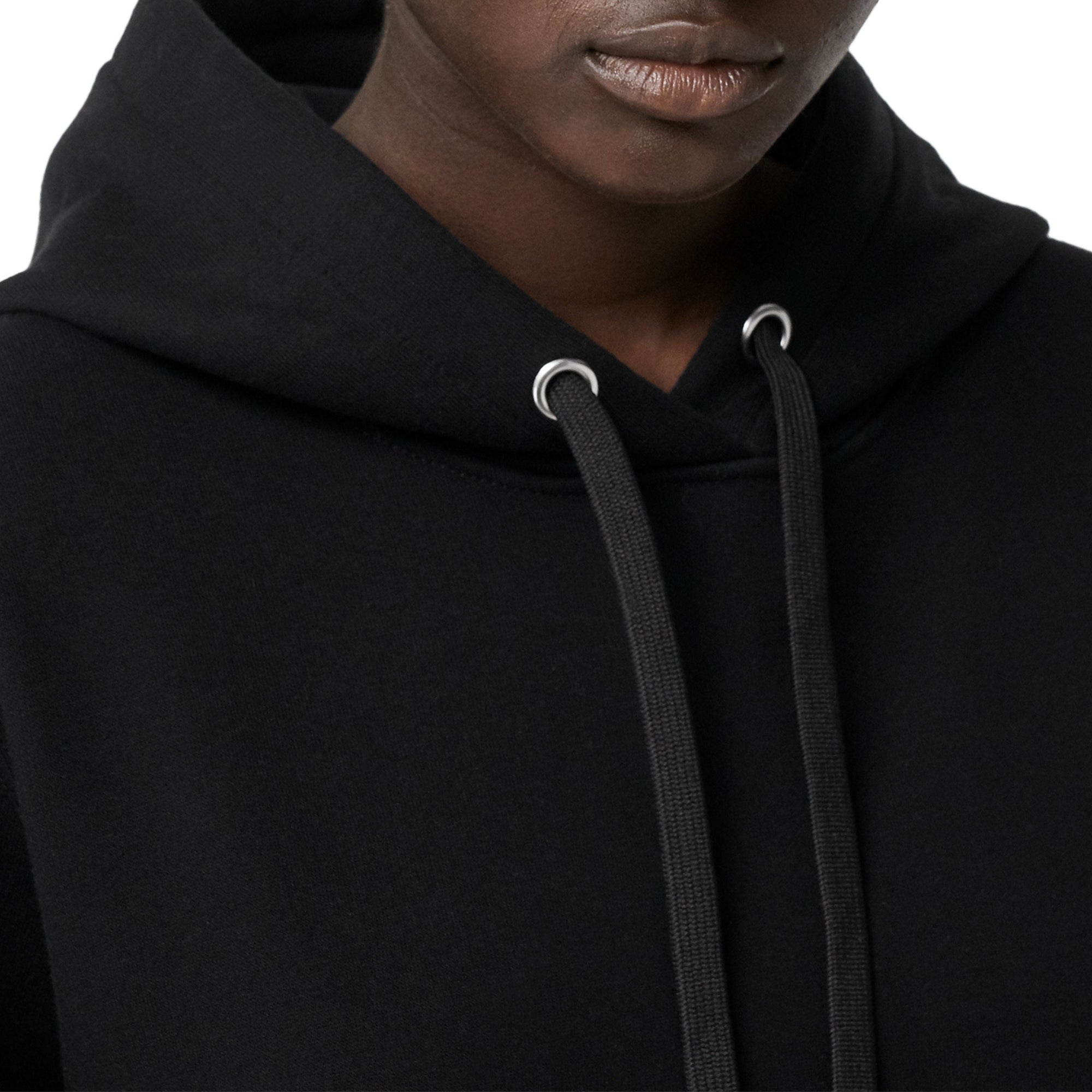 Sweat-shirt à capuche oversize en coton avec anneaux - Noir