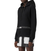 Sweat-shirt à capuche oversize en coton avec anneaux - Noir