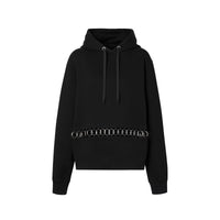 Sweat-shirt à capuche oversize en coton avec anneaux - Noir