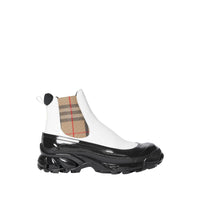 Bottines chelsea en toile enduite avec vintage check - Blanc & beige d'archive
