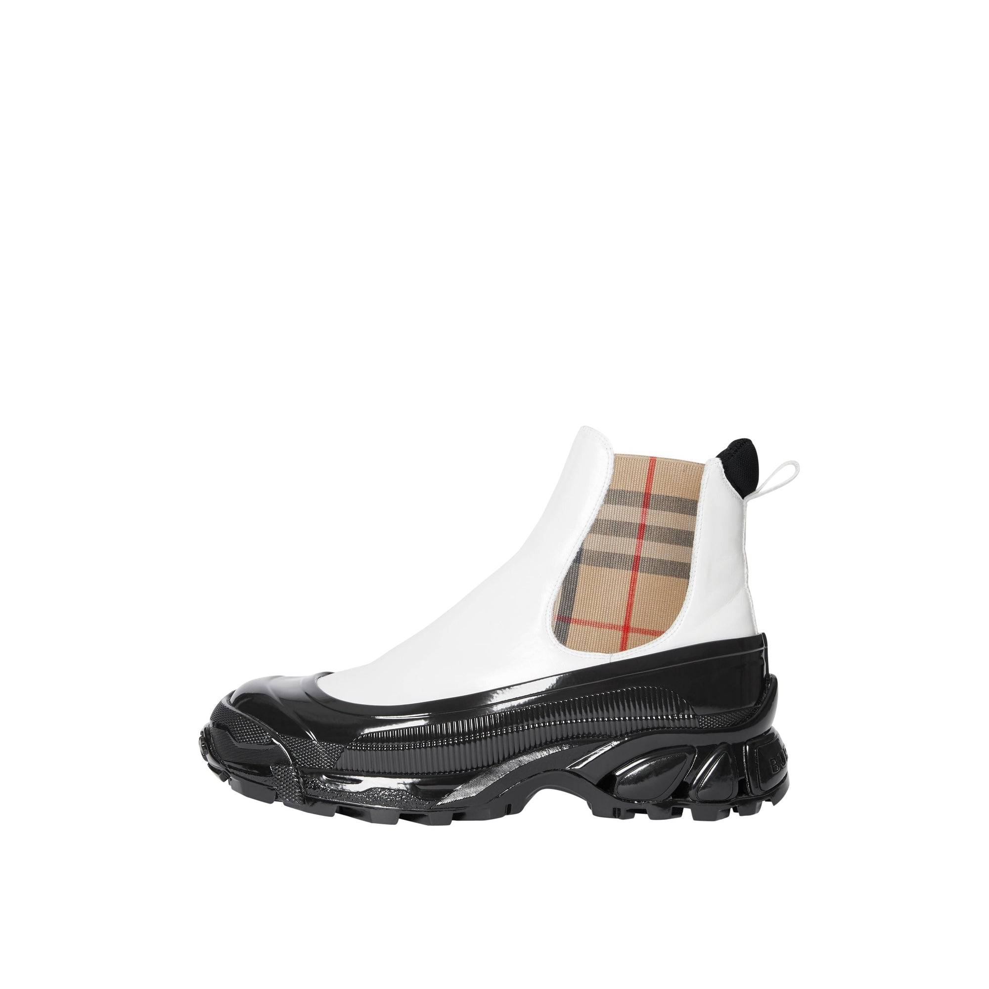 Bottines chelsea en toile enduite avec vintage check - Blanc & beige d'archive