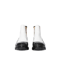 Bottines chelsea en toile enduite avec vintage check - Blanc & beige d'archive