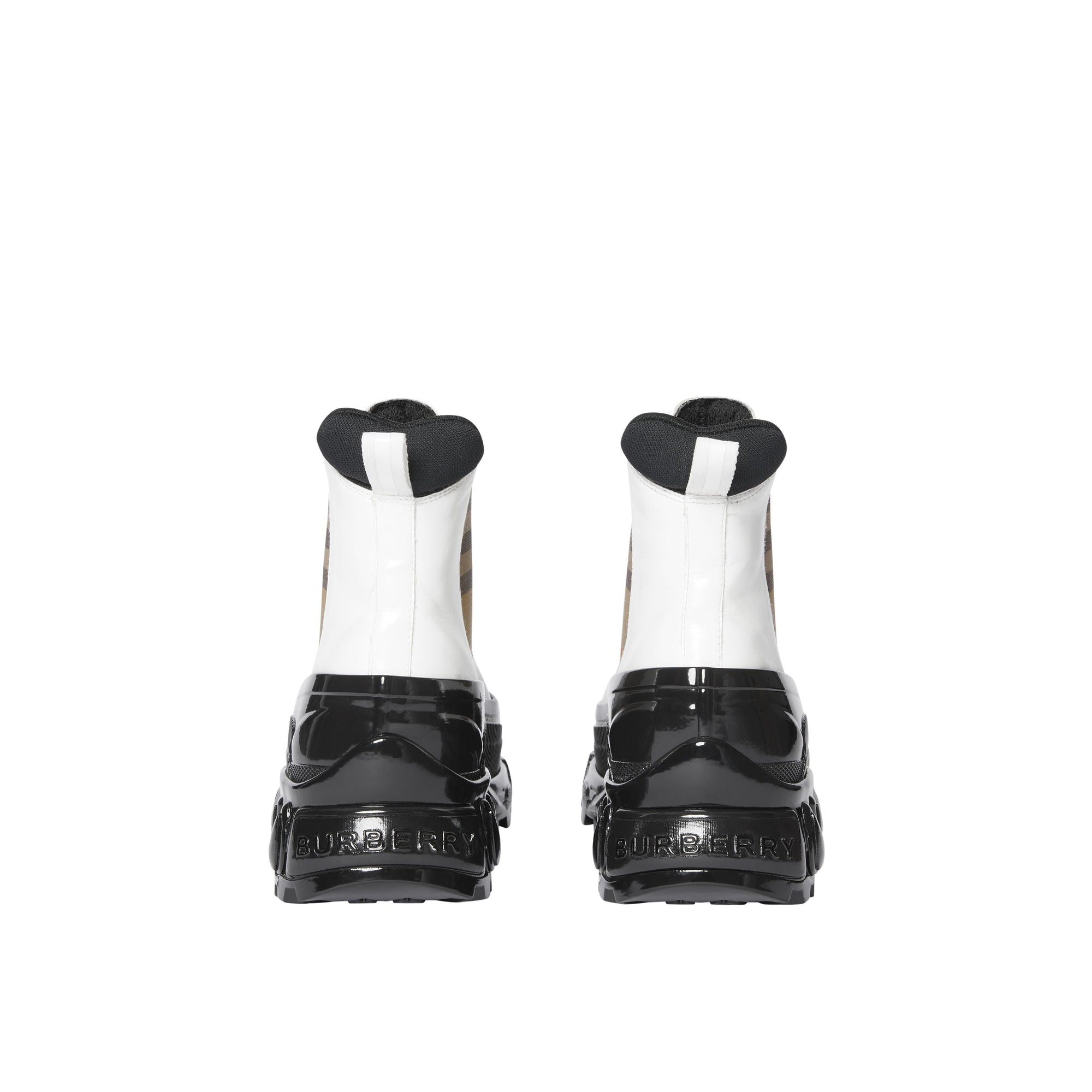 Bottines chelsea en toile enduite avec vintage check - Blanc & beige d'archive