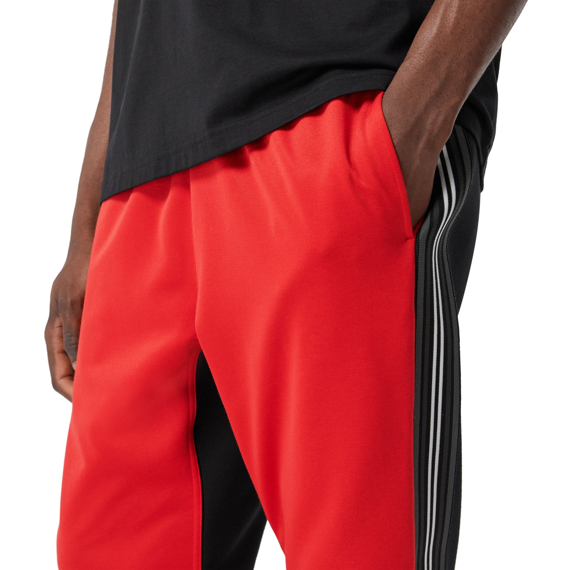 BRIGHT RED Pantalon de survêtement en jersey et néoprène à rayures