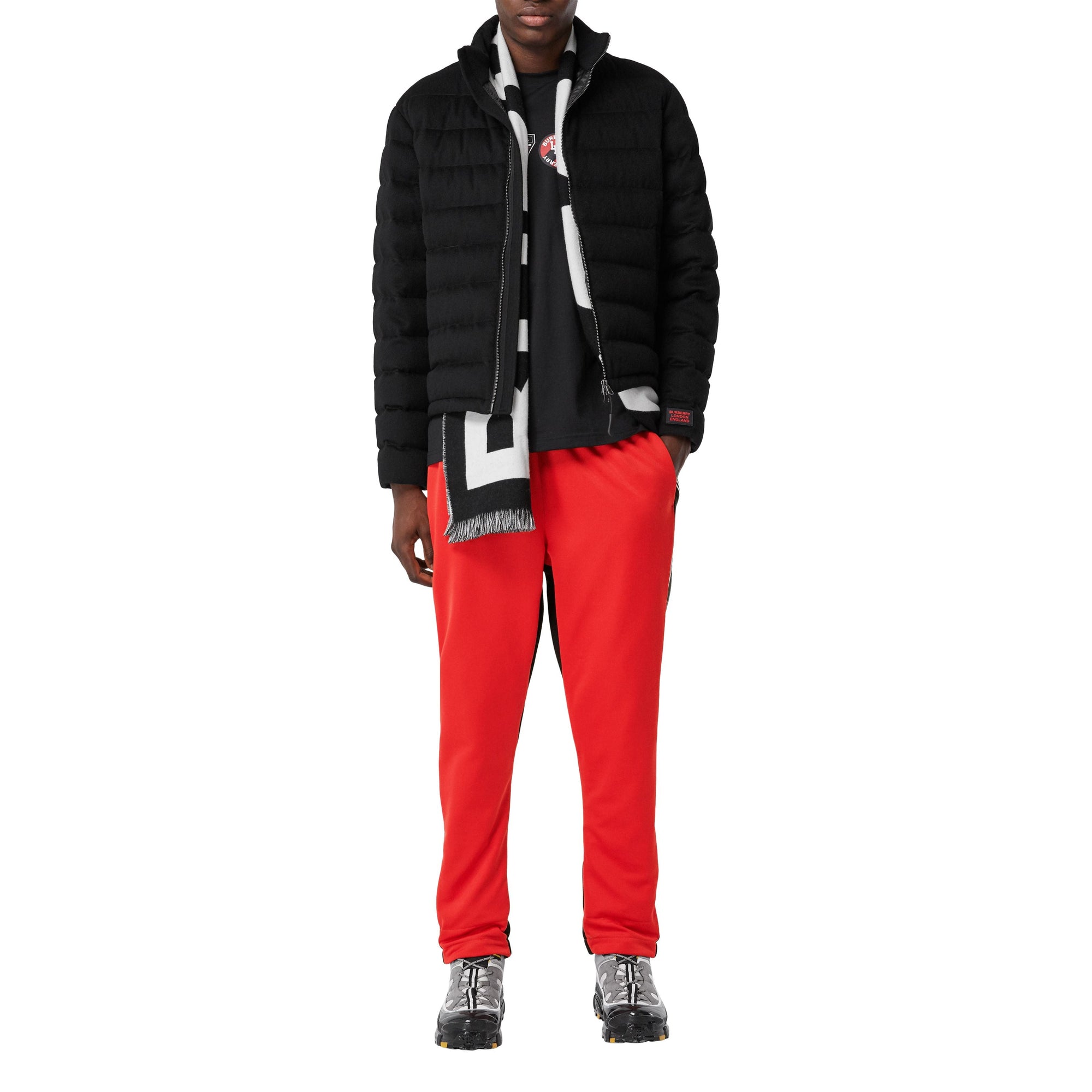 BRIGHT RED Pantalon de survêtement en jersey et néoprène à rayures