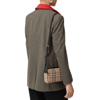 Petit sac caméra en cuir et vintage check - Beige d'archive