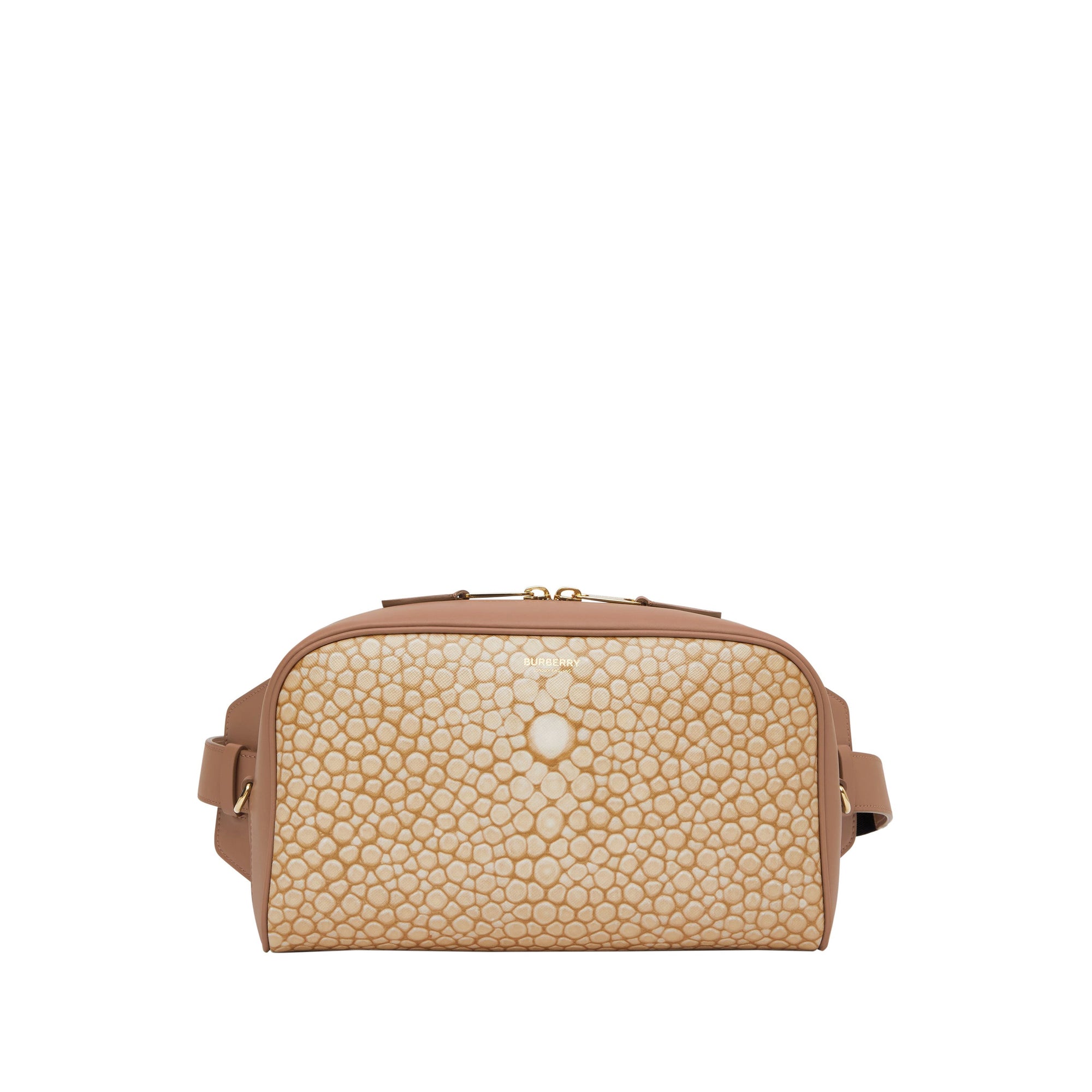 Sac banane Cube en cuir à imprimé écailles de poisson - Sable Clair