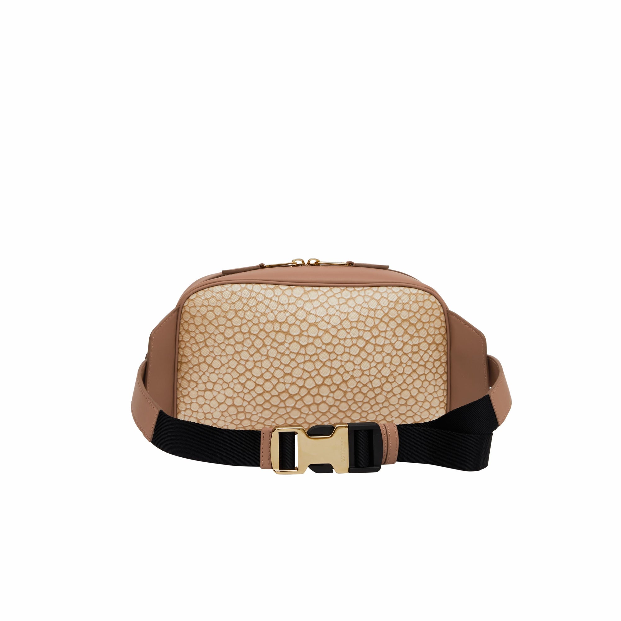 Sac banane Cube en cuir à imprimé écailles de poisson - Sable Clair