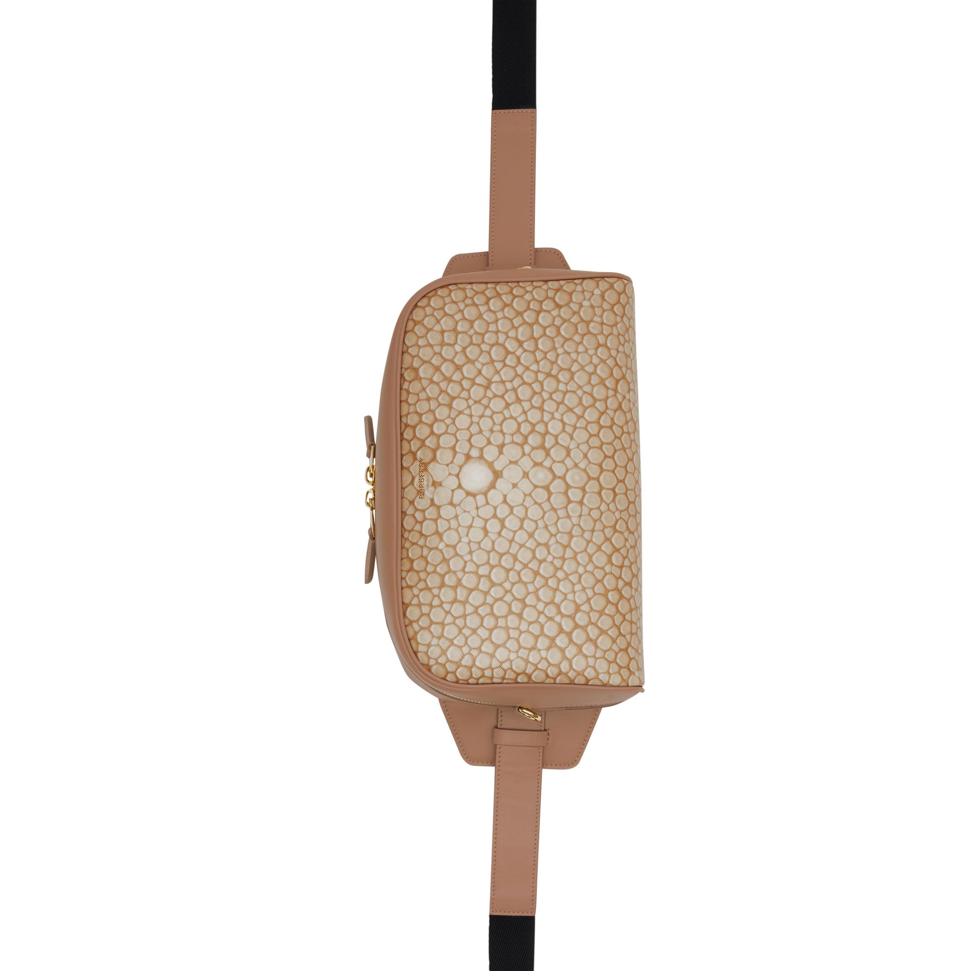 Sac banane Cube en cuir à imprimé écailles de poisson - Sable Clair