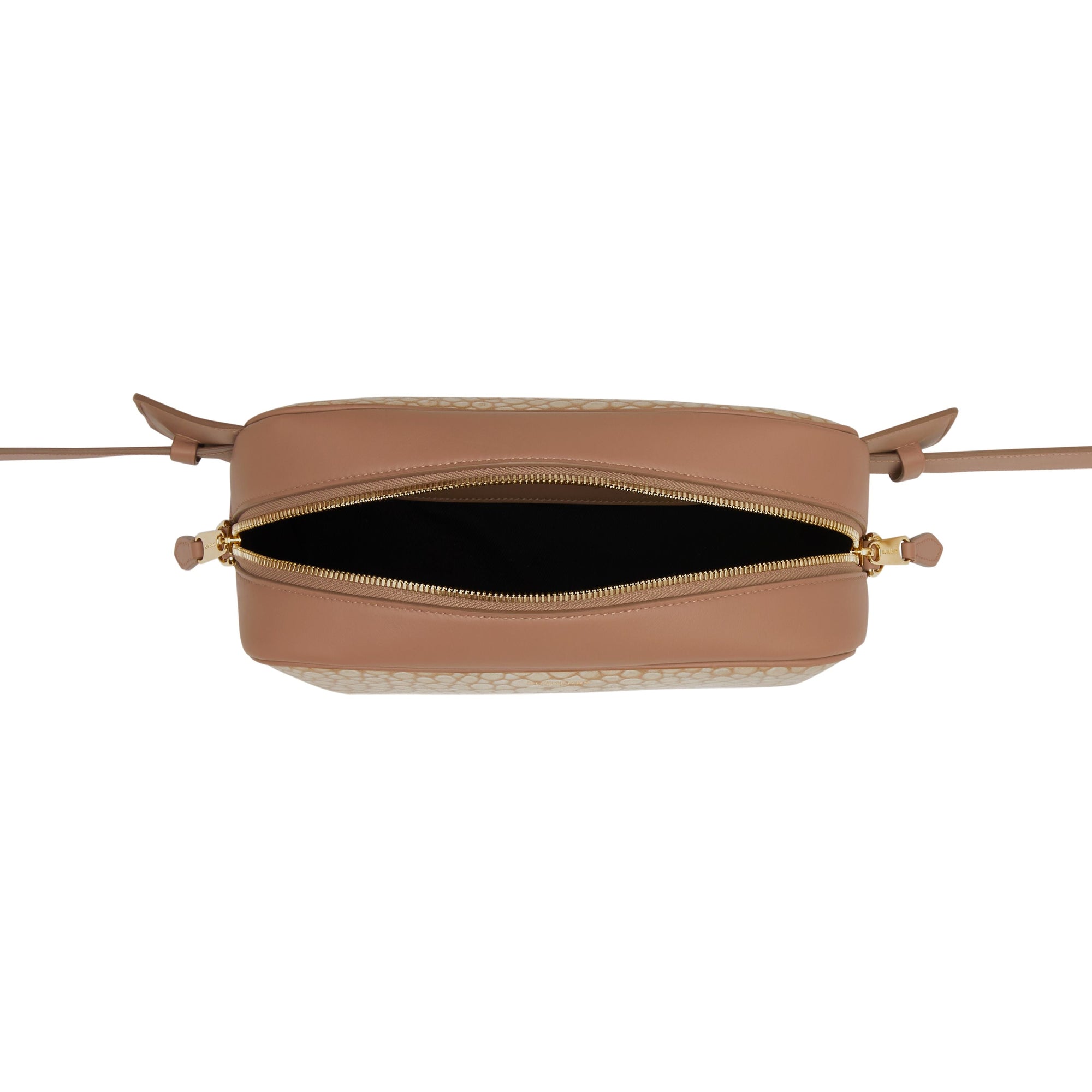 Sac banane Cube en cuir à imprimé écailles de poisson - Sable Clair