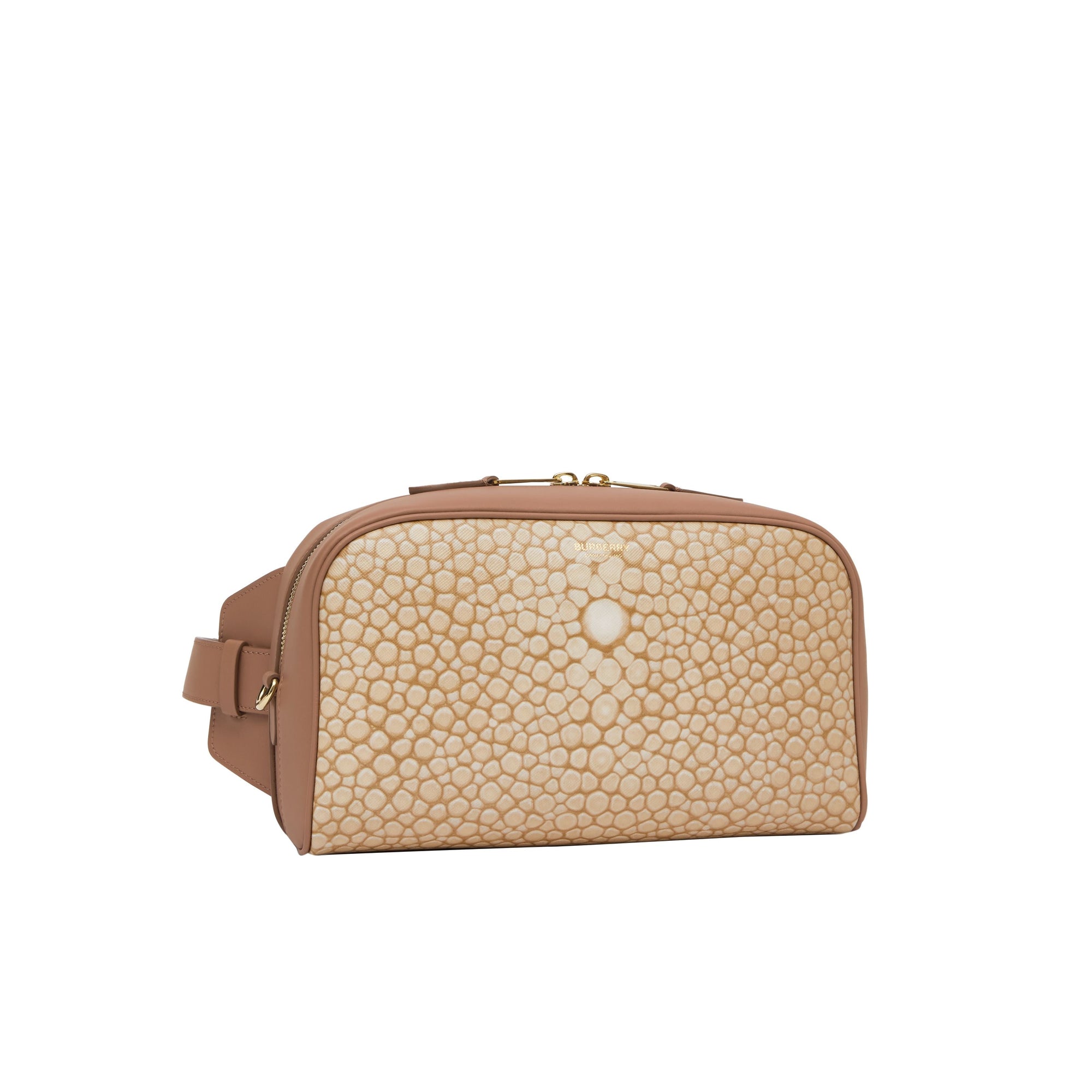 Sac banane Cube en cuir à imprimé écailles de poisson - Sable Clair