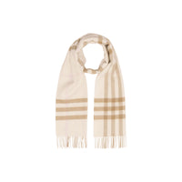Écharpe classique en cachemire check - Blanc & Albâtre