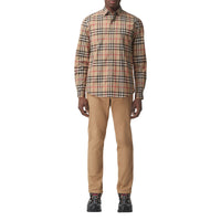 Chemise en popeline de coton check - Beige d'Archive