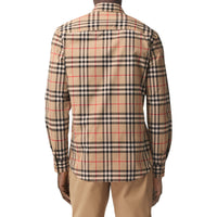 Chemise en popeline de coton check - Beige d'Archive