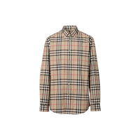 Chemise en popeline de coton check - Beige d'Archive