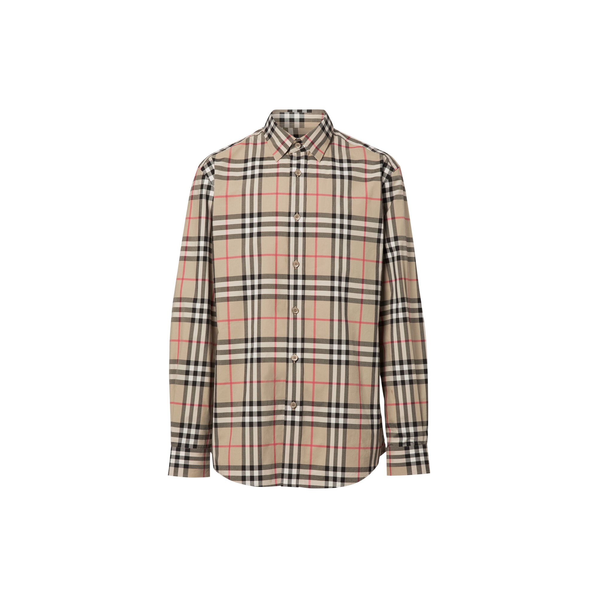Chemise en popeline de coton check - Beige d'Archive