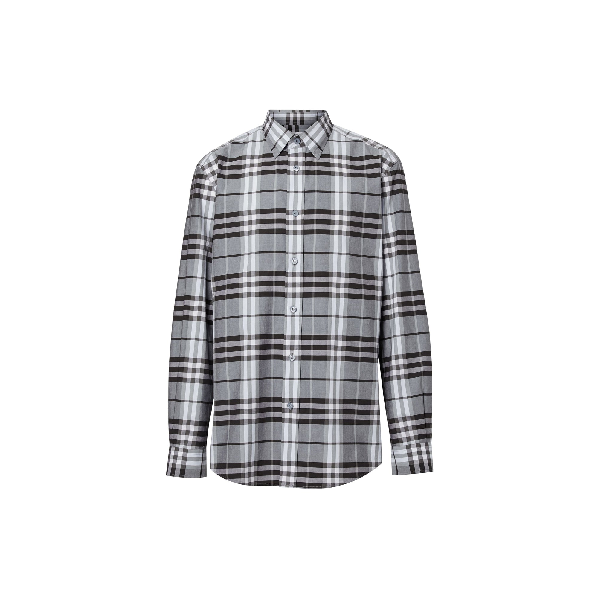 Chemise en popeline de coton check - Bleu ciel