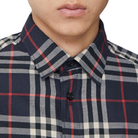 Chemise en flanelle de coton vintage check - Marine