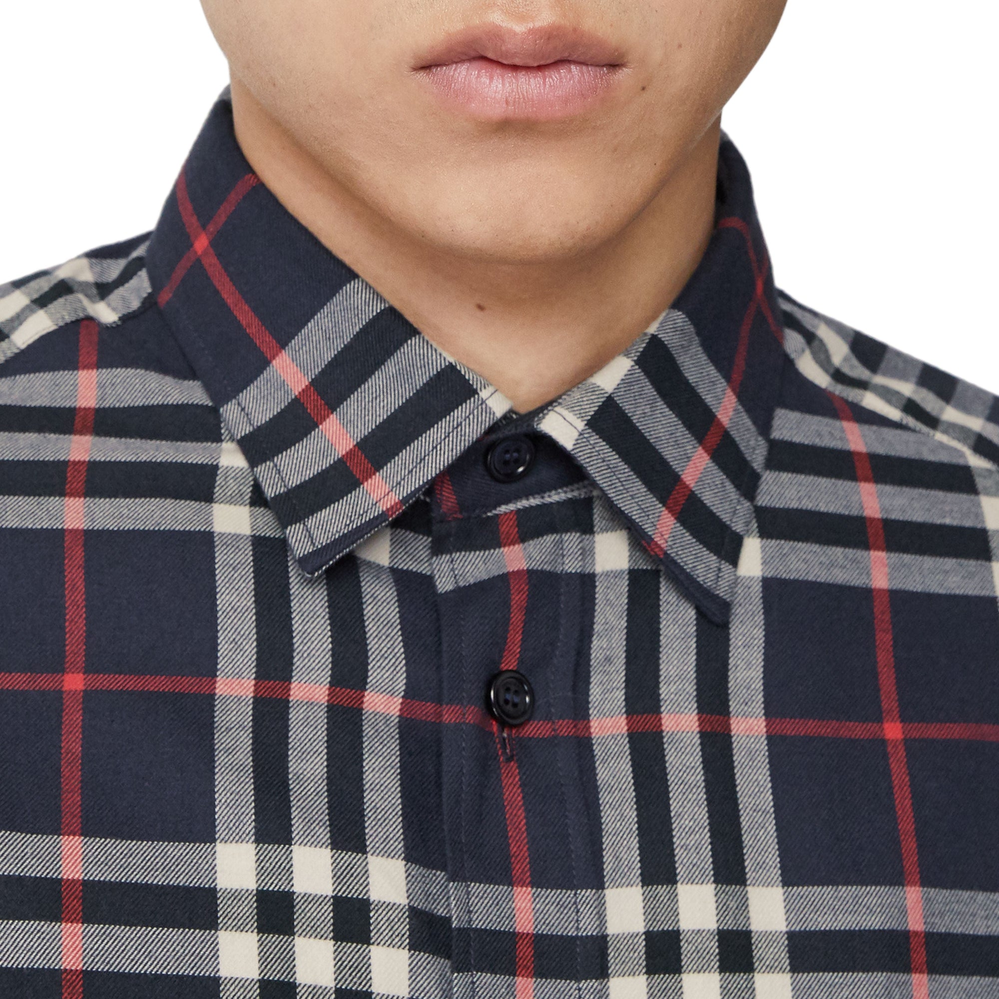 Chemise en flanelle de coton vintage check - Marine