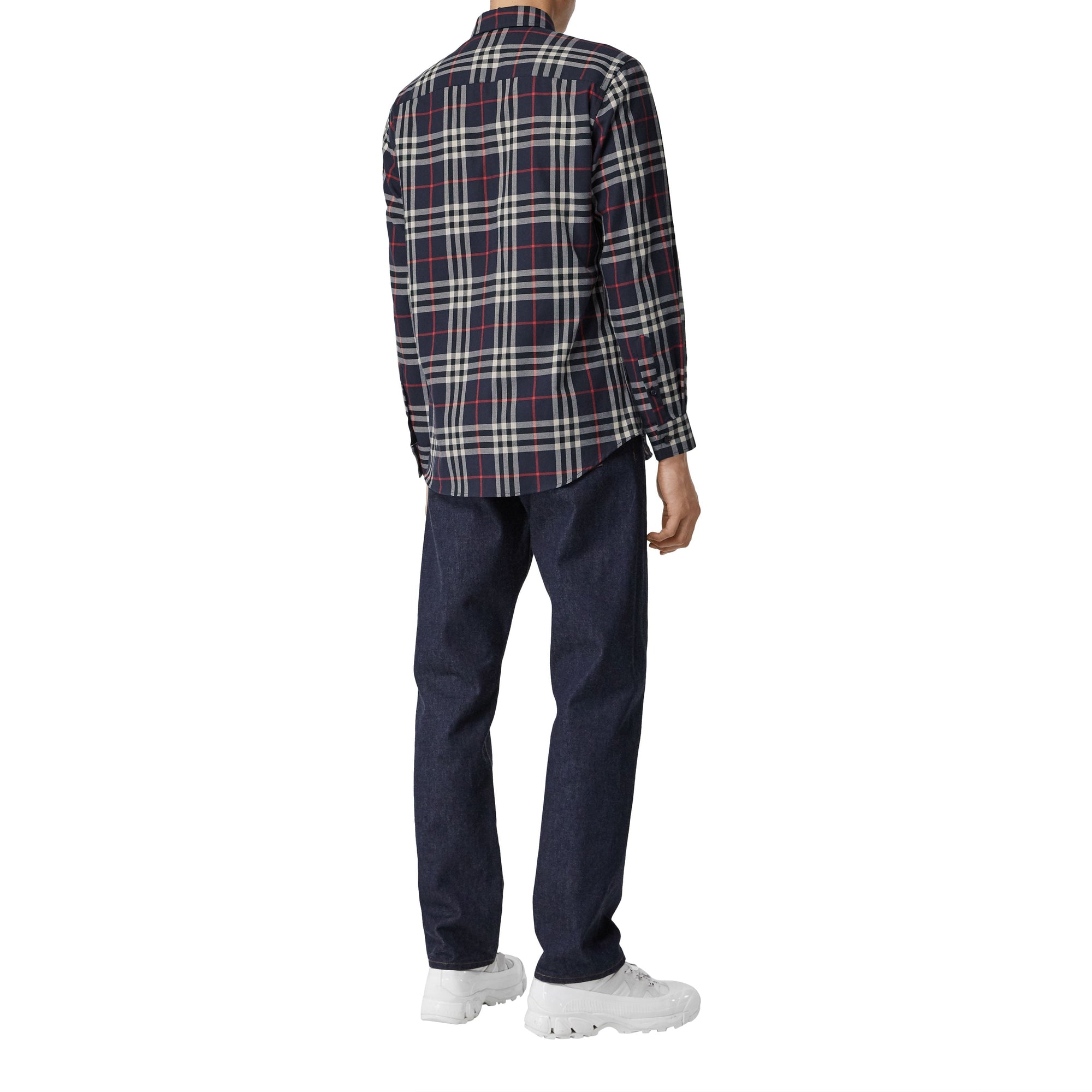 Chemise en flanelle de coton vintage check - Marine