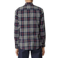 Chemise en flanelle de coton vintage check - Marine