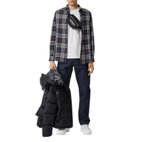 Chemise en flanelle de coton vintage check - Marine