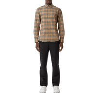 Chemise en coton stretch micro-check - Beige d'Archive