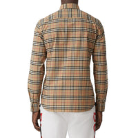 Chemise en coton stretch micro-check - Beige d'Archive