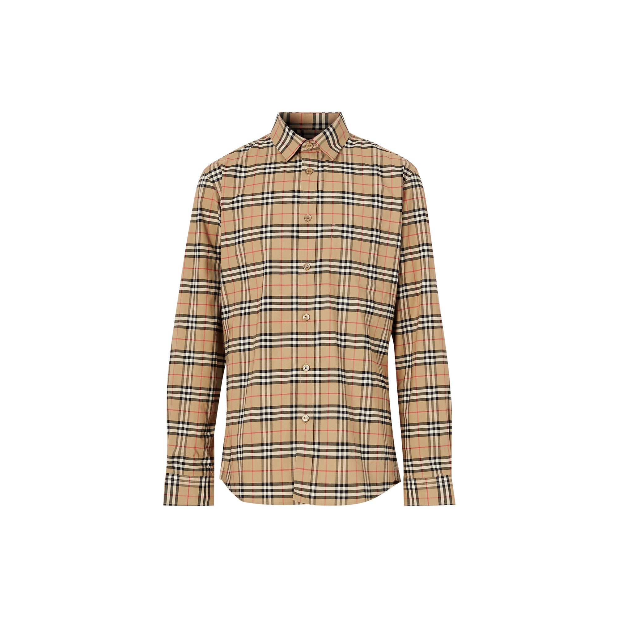 Chemise en coton stretch micro-check - Beige d'Archive