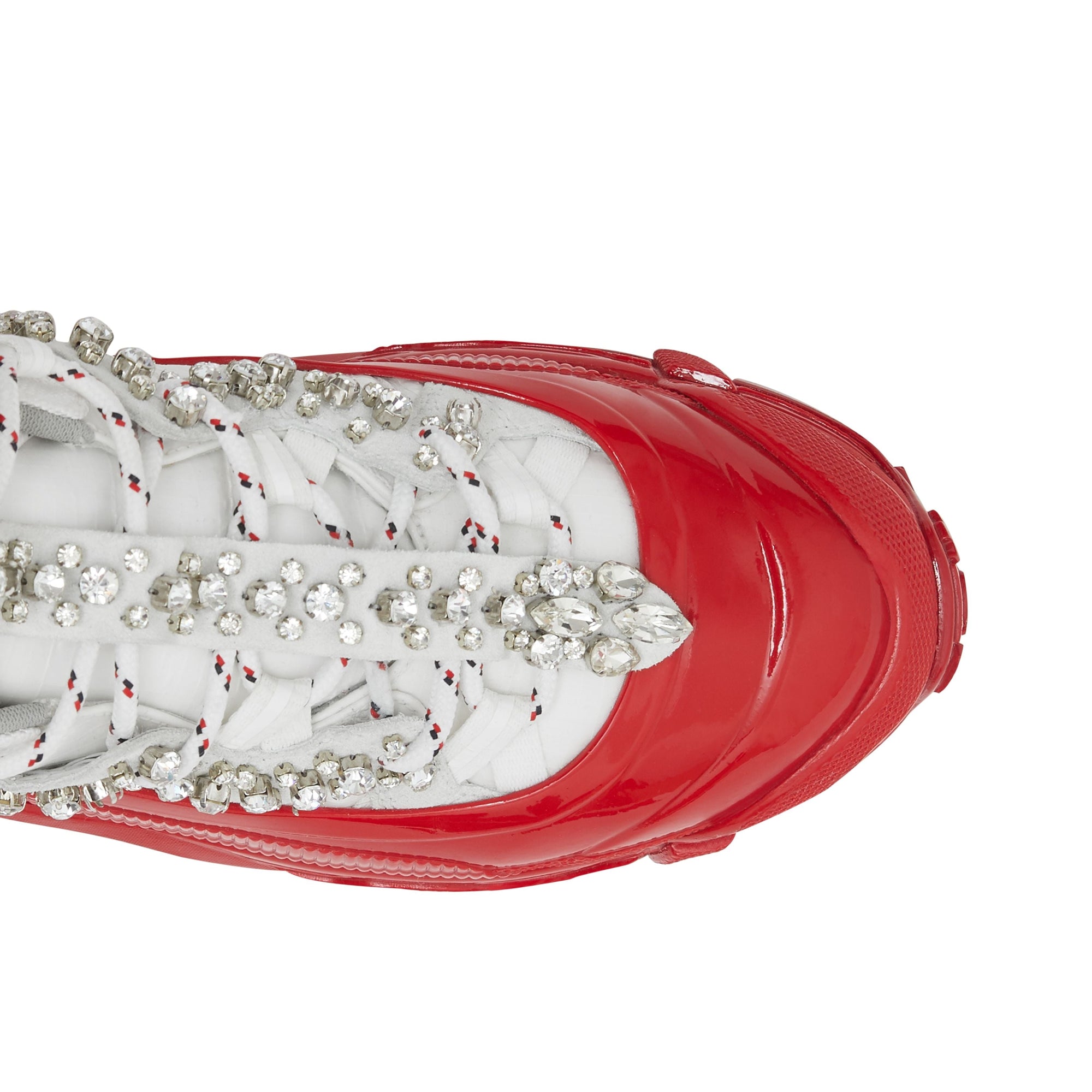 Sneakers arthur en cuir velours et nylon avec cristaux - Blanc & cristal rouge