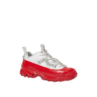 Sneakers arthur en cuir velours et nylon avec cristaux - Blanc & cristal rouge