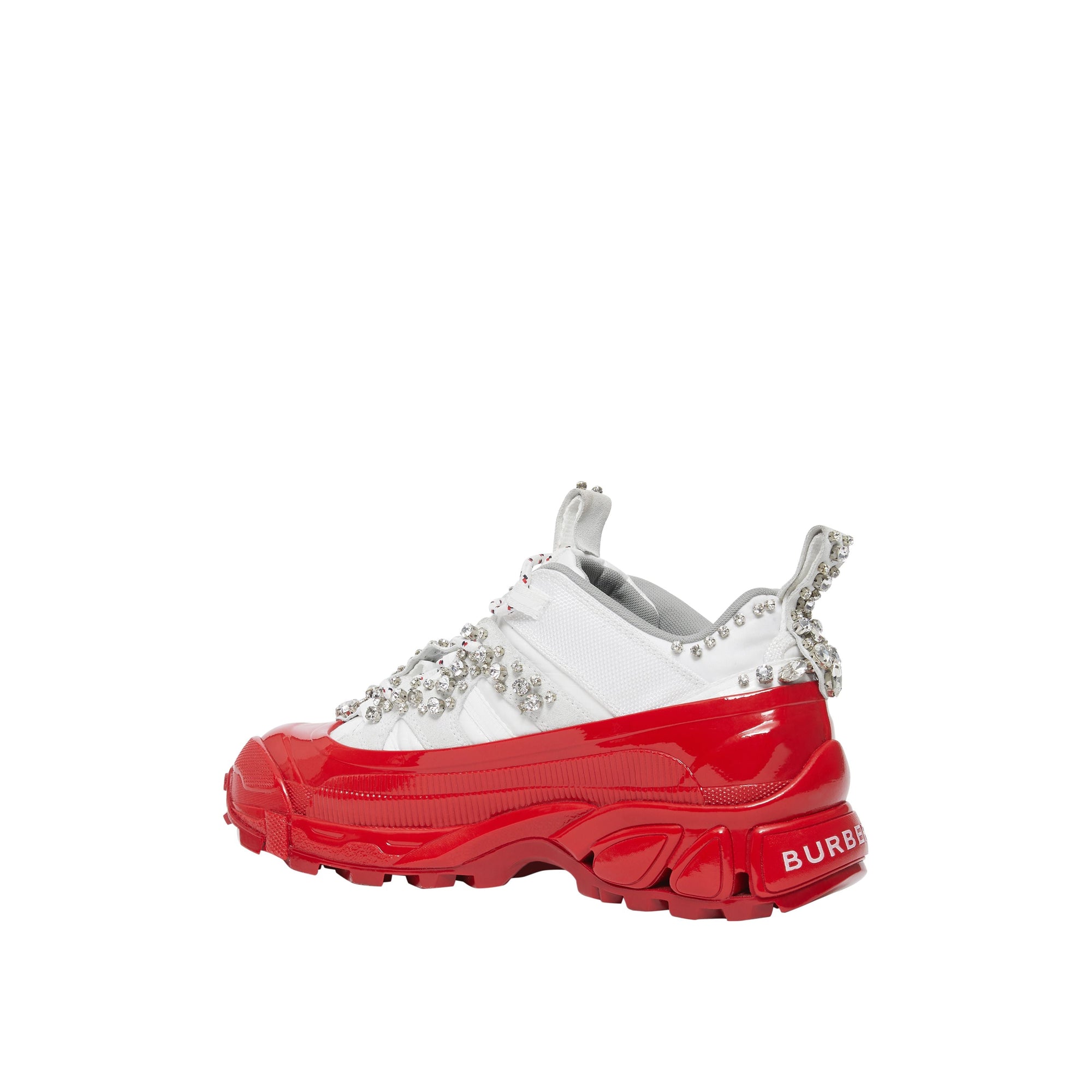 Sneakers arthur en cuir velours et nylon avec cristaux - Blanc & cristal rouge