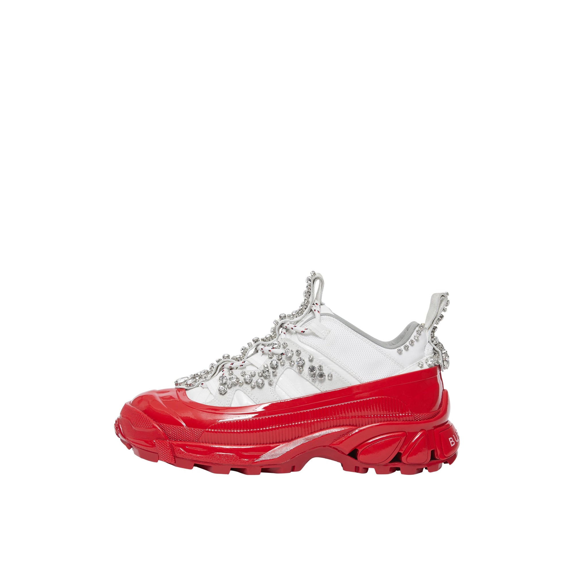 Sneakers arthur en cuir velours et nylon avec cristaux - Blanc & cristal rouge