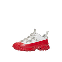 Sneakers arthur en cuir velours et nylon avec cristaux - Blanc & cristal rouge