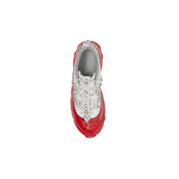 Sneakers arthur en cuir velours et nylon avec cristaux - Blanc & cristal rouge