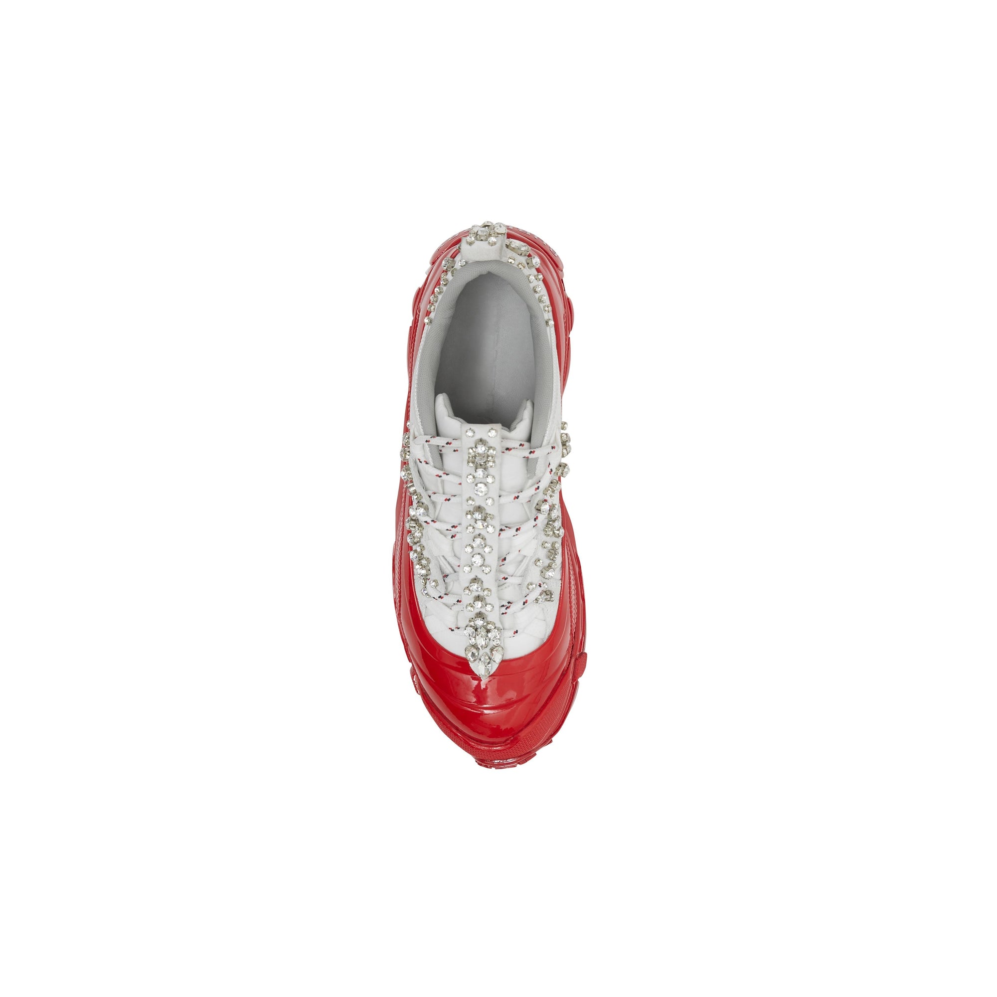 Sneakers arthur en cuir velours et nylon avec cristaux - Blanc & cristal rouge