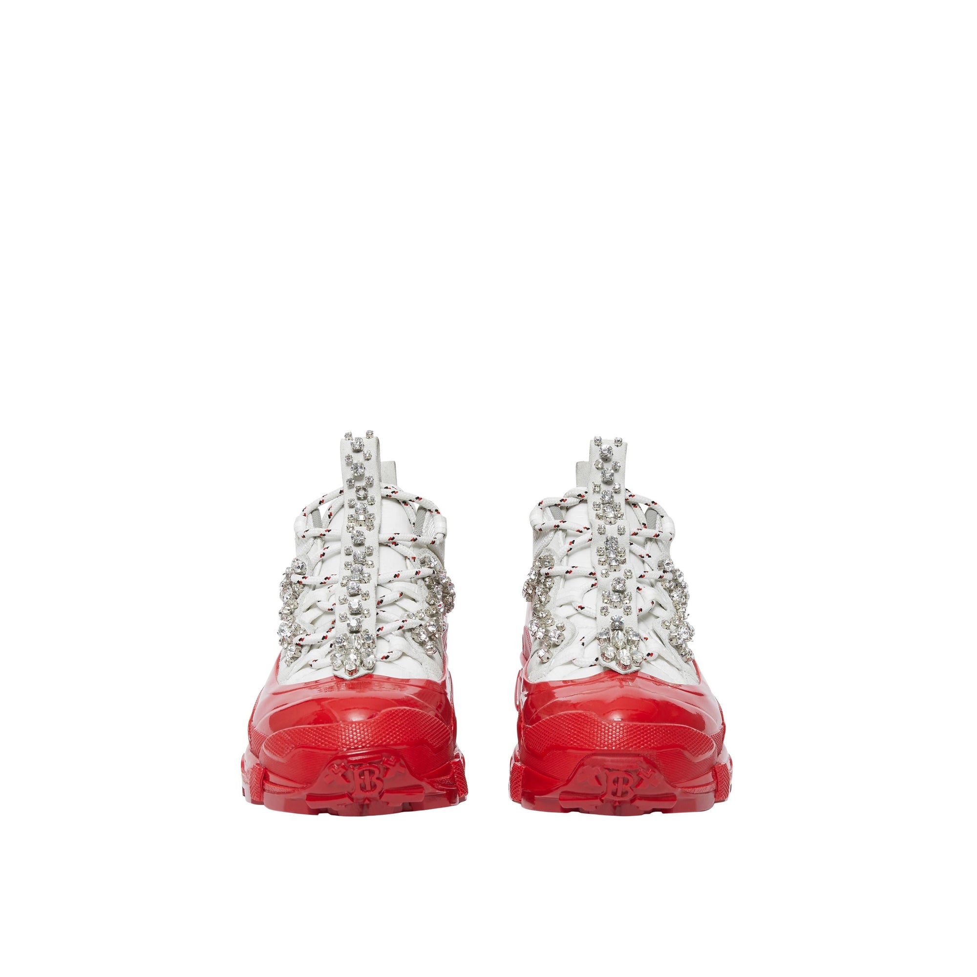 Sneakers arthur en cuir velours et nylon avec cristaux - Blanc & cristal rouge