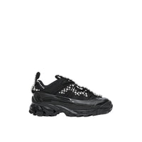 BLACK/CRYSTALS Sneakers Arthur en cuir velours et mesh avec cristaux