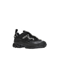 BLACK/CRYSTALS Sneakers Arthur en cuir velours et mesh avec cristaux