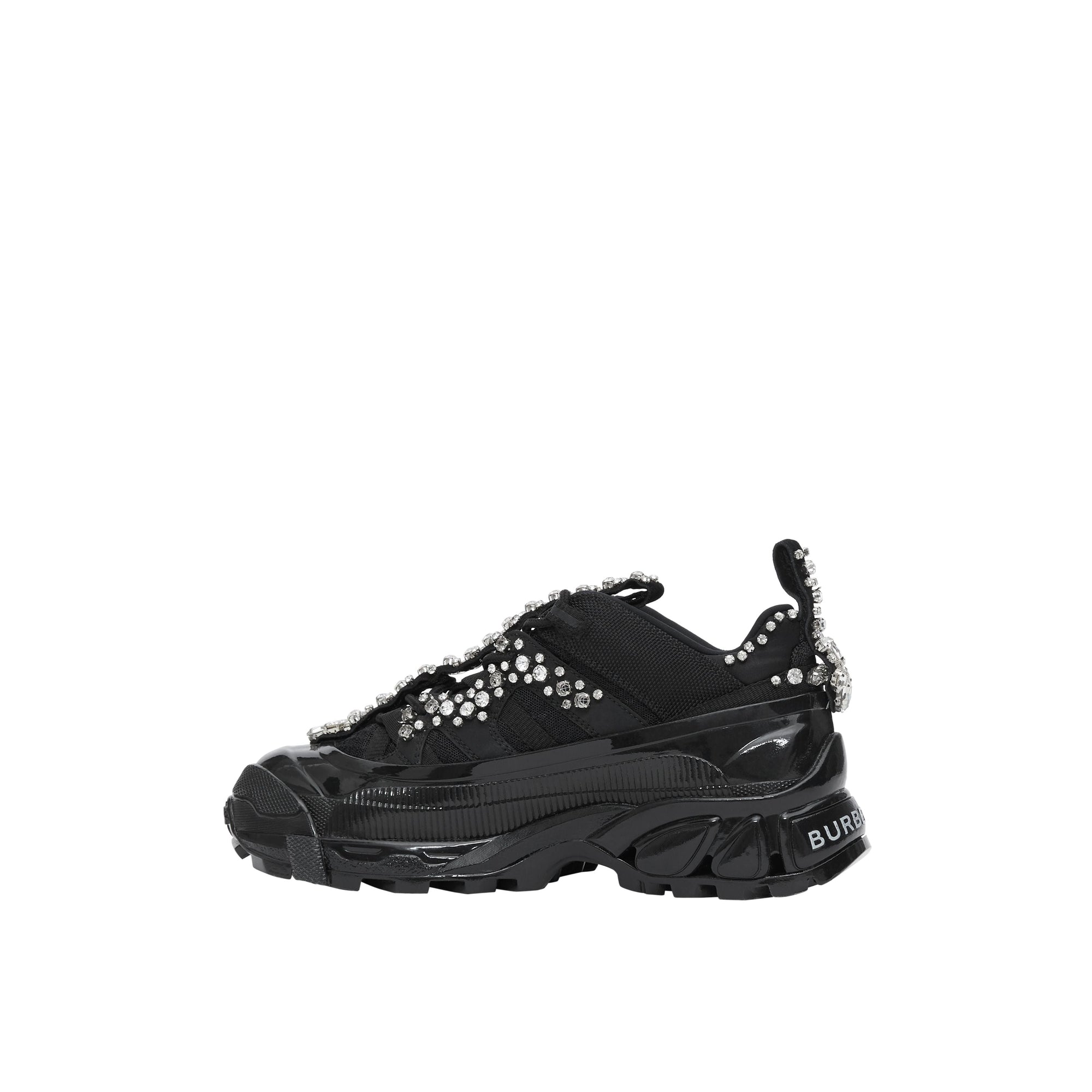 Sneakers arthur en cuir velours et mesh avec cristaux - Noir & cristal