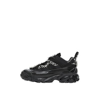 Sneakers arthur en cuir velours et mesh avec cristaux - Noir & cristal